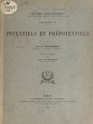 cover image of Potentiels et prépotentiels